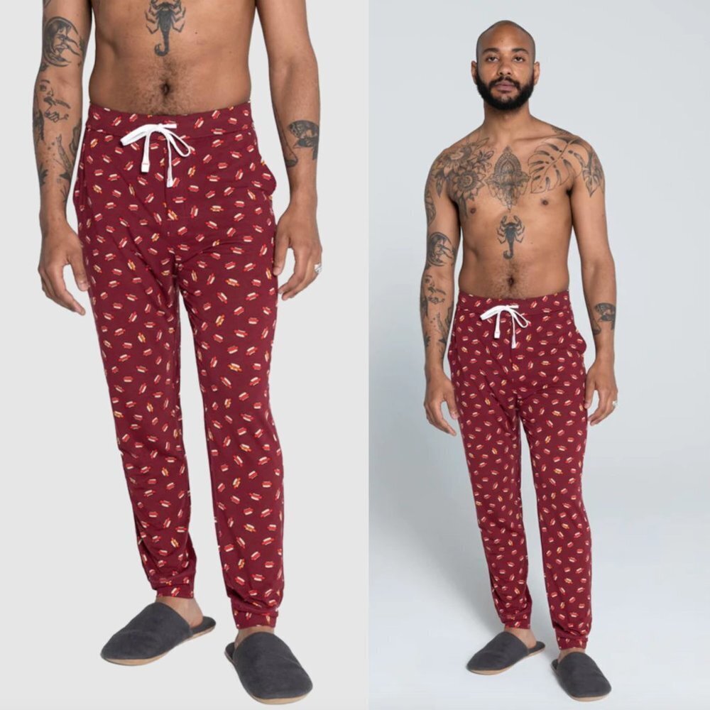 NWT Saxx Sleep Pant Viewfinder Merino Wool Pajama PJ Hotdog Hot Diggity- Red, L